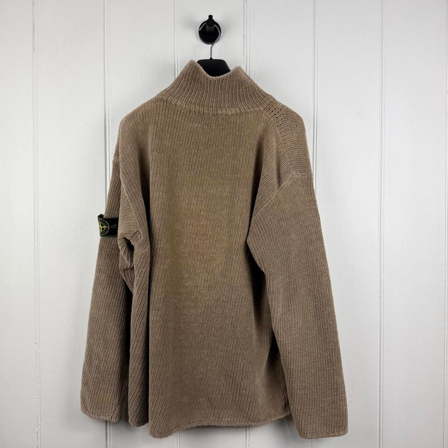 Stone Island Chenille Knit Button-Up Jumper (XL) | Extra Large, Brown