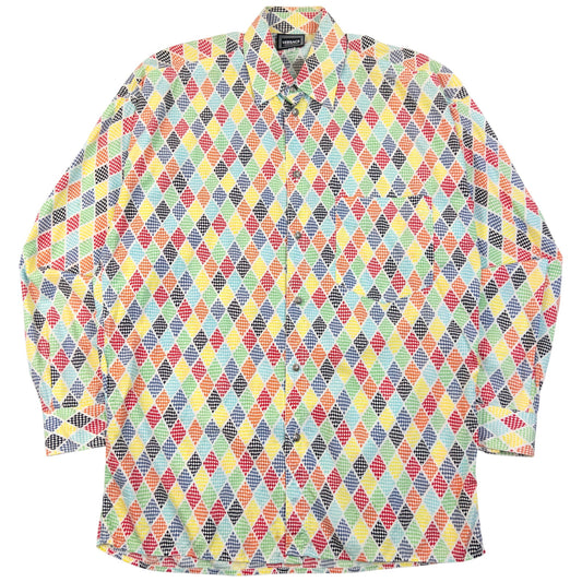 Vintage Versace 2000s Jeans Couture Pattern Long Sleeve Button Up Shirt Size S | Small, Multi