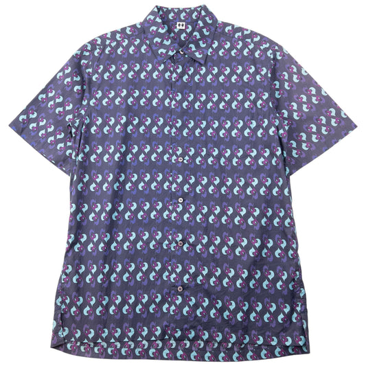 Vintage 90s Final Home By Issey Miyake Short Sleeve Button Up Shirt Size S | Small, Blue