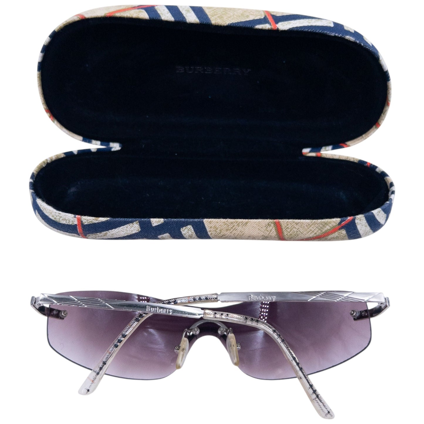 Vintage 2000s Burberry Nova Check Rimless Sunglasses | O/S, Brown