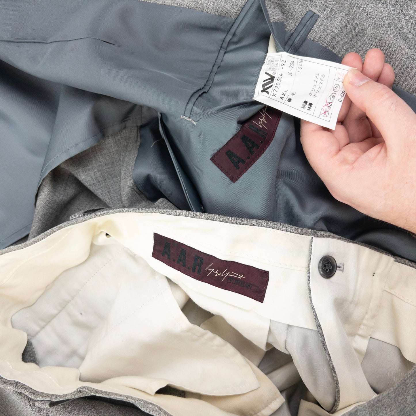 Vintage 90s Yohji Yamamoto D'Urban A.A.R Jacket & Trousers Suit Set Size M | Medium, Grey