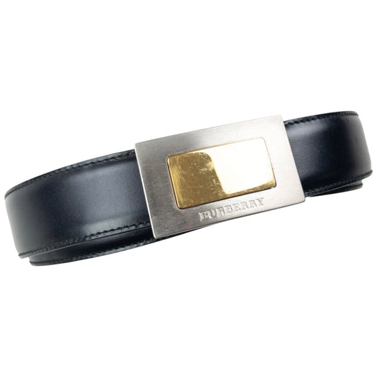 Vintage 2000s Burberry Leather Belt Size L | O/S, Black