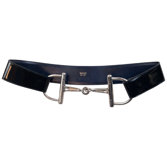 Vintage 1995 Gucci By Tom Ford Leather Horse Bit Belt Size W30 | O/S, Black