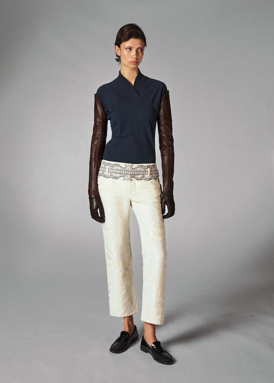 Balenciaga 2006 Ivory jacquard slim trousers