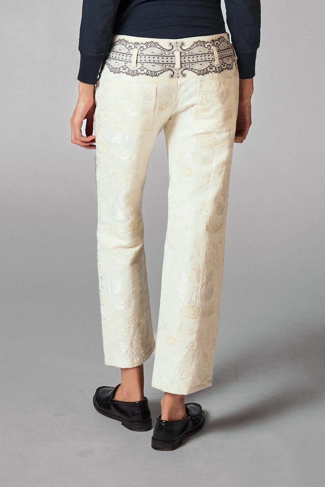 Balenciaga 2006 Ivory jacquard slim trousers
