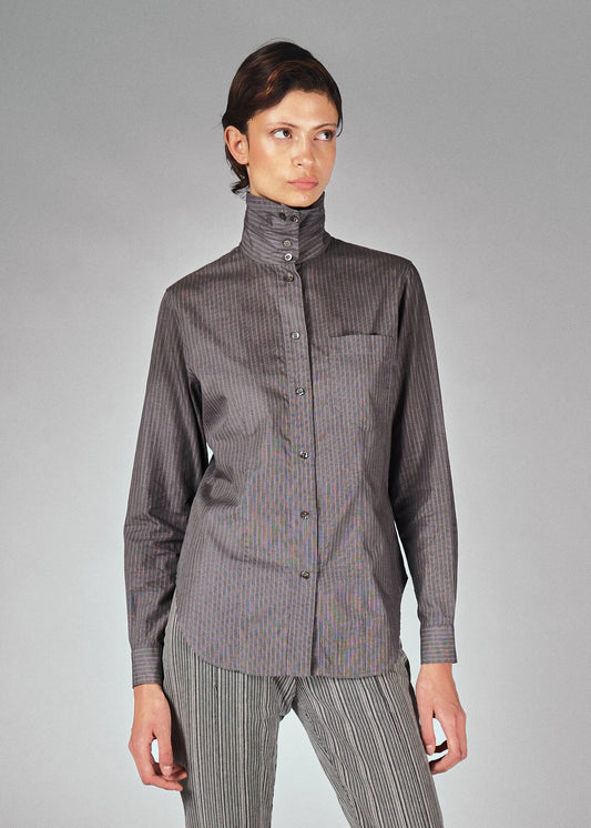 Alexander McQueen Cotton High-Collar Pinstripe Shirt