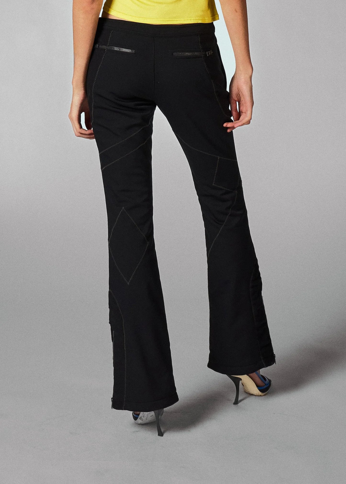 Dior Black Cropped Flared neoprene Trousers with Tonal Stitch Detail