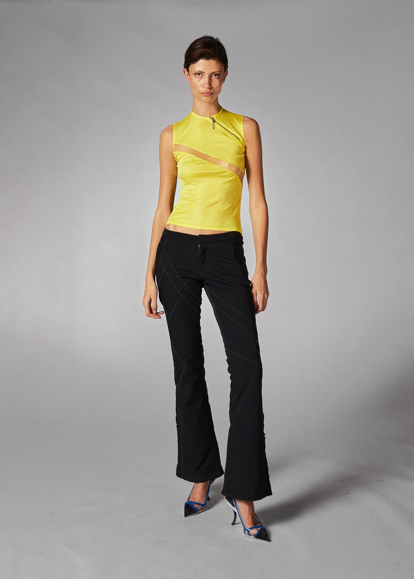 Alexander McQueen sheer yellow top