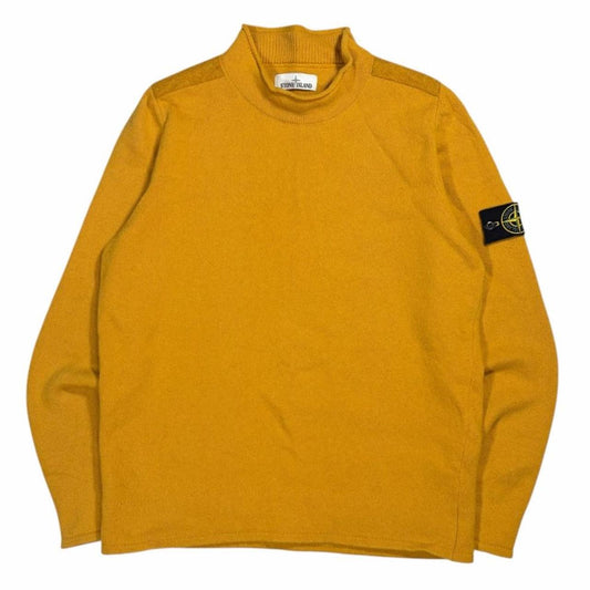 Stone island mock neck knit pullover sweatshirt (XL) | XL, Mustard Yellow