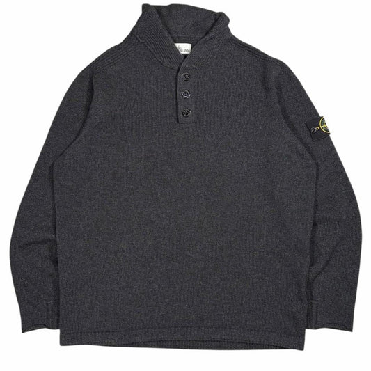 Stone island quarter button up pullover knit sweatshirt (XXXL) | XXXL, Charcoal