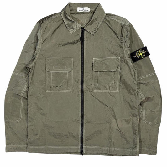 Stone island nylon metal ripstop overshirt jacket (M) | Medium, Olive Green