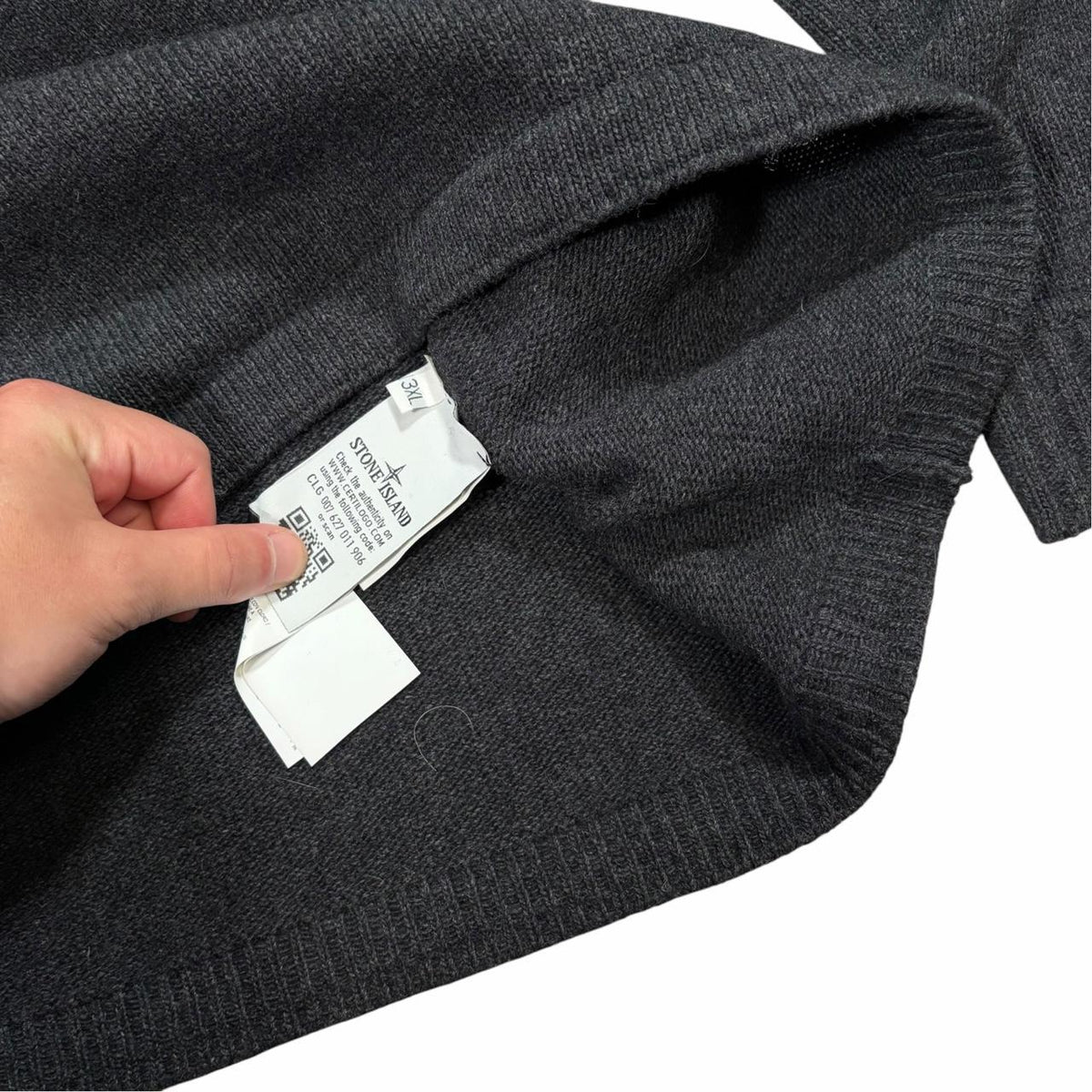Stone island quarter button up pullover knit sweatshirt (XXXL) | XXXL, Charcoal