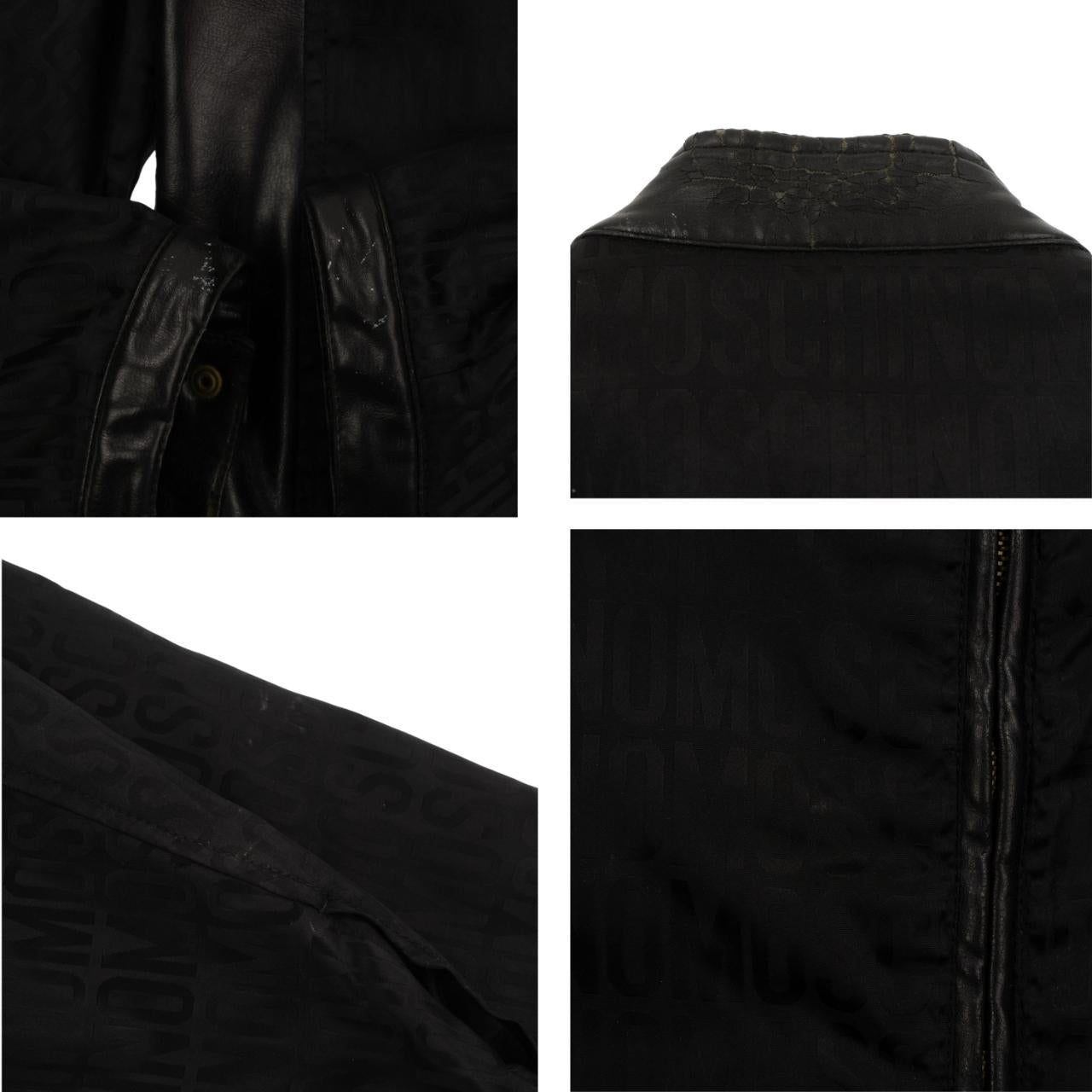 Vintage Moschino Monogram Nylon and Leather jacket Size M