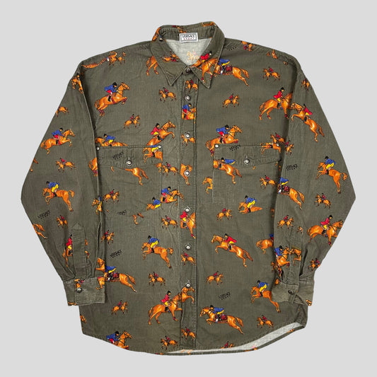 Versace Sport 90’s Corduroy Horses Double Pocket Shirt - L | Large, Grey