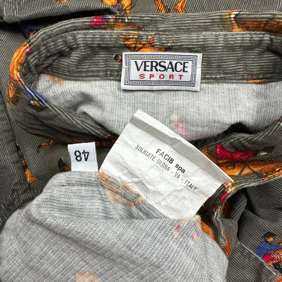 Versace Sport 90’s Corduroy Horses Double Pocket Shirt - L | Grey