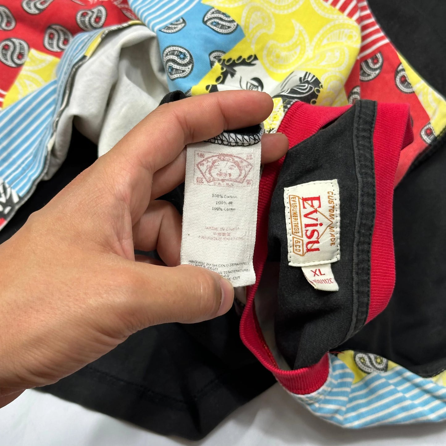 Evisu 00’s Bandana Patchwork Pocket T-shirt - M