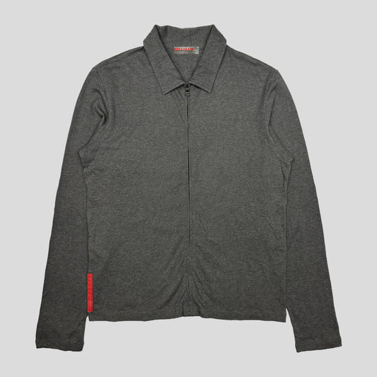 Prada Sport SS99 Grey Zip Shirt - 8 | Medium, Grey