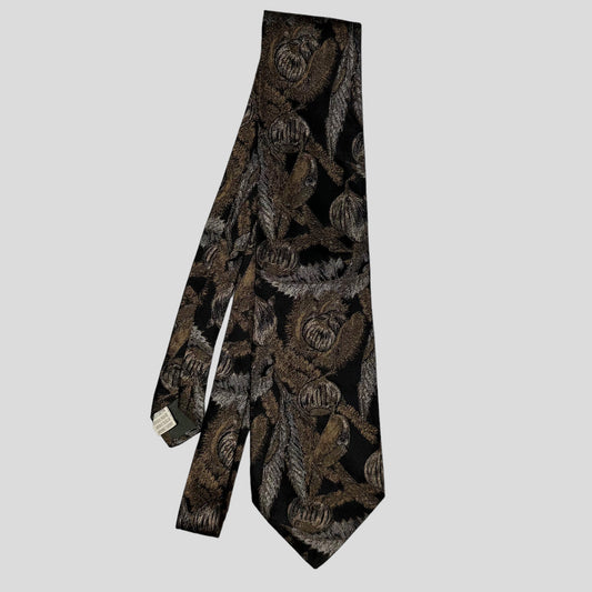 Moschino 90’s Metallic Fruits Print Tie | O/S, Tan