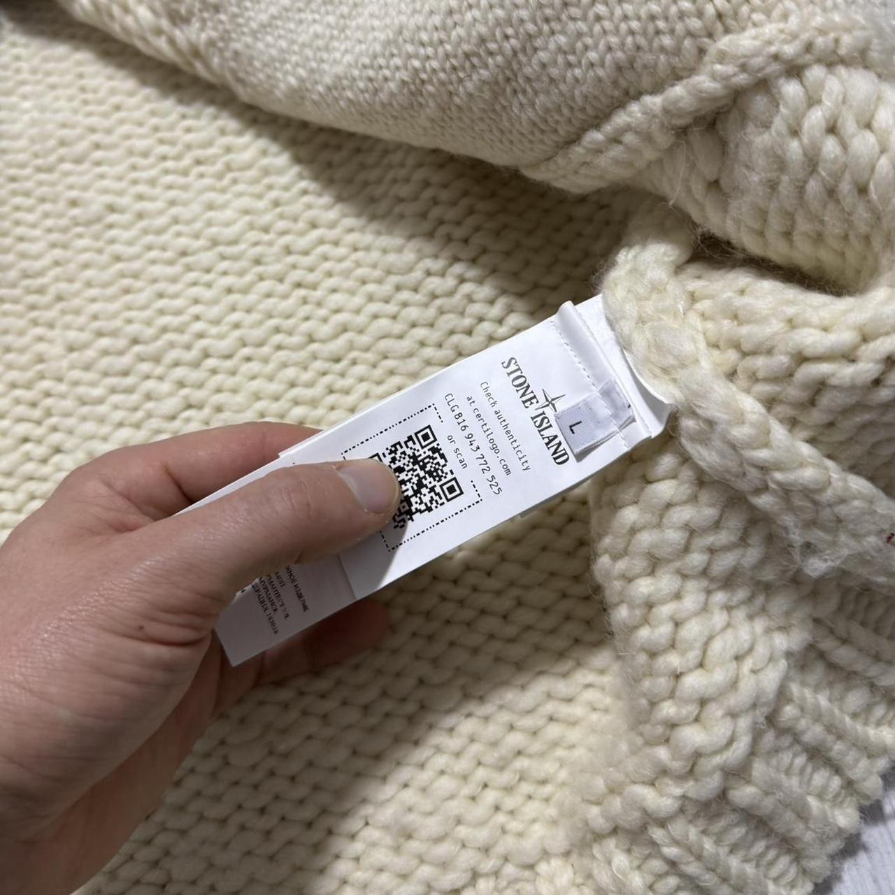 Stone Island Heavy Knit Zip Up | Large, Cream
