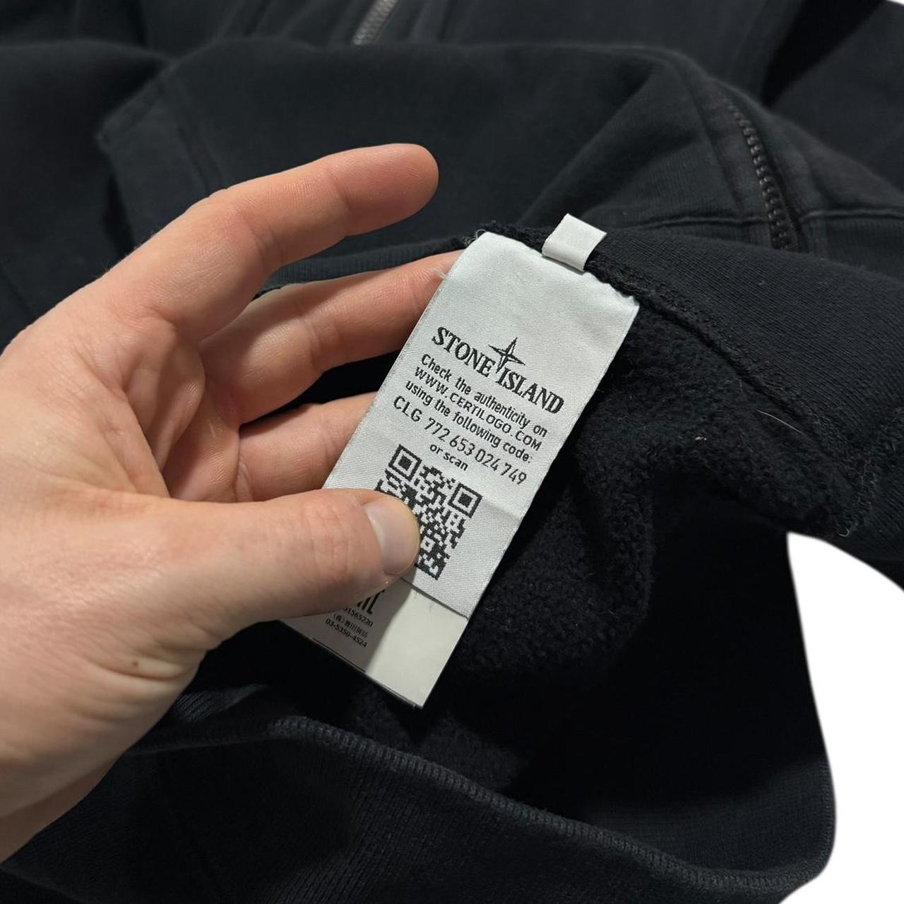 Stone Island Black Full Zip Hoodie | Large, Black