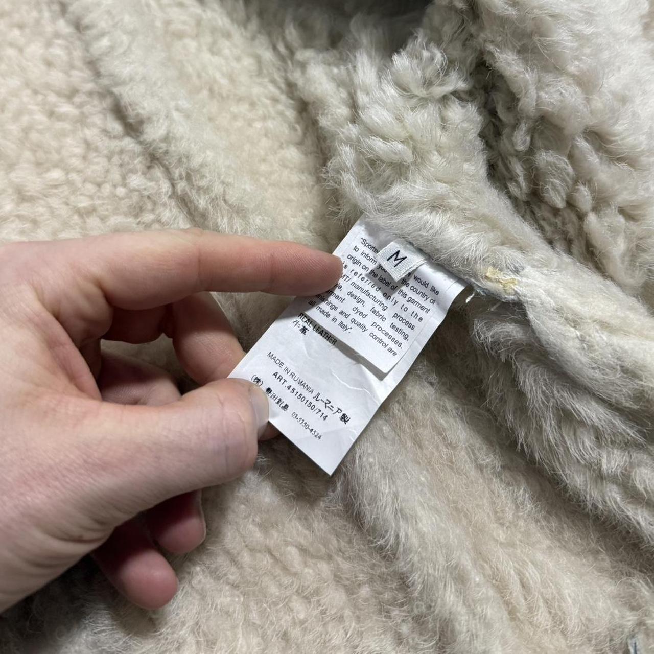 Stone Island Sherling Leather Jacket | Medium, White