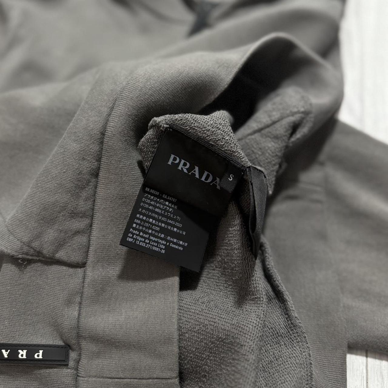 Prada Pullover Cotton Hoodie | Small, Grey