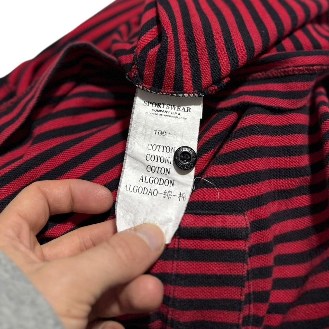 Stone Island Striped Polo Top | Large, Red and Black