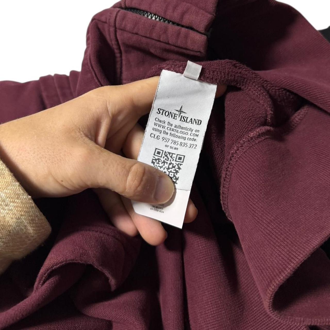 Stone Island Full Zip Hoodie | Large, Burgundy