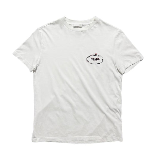 Prada White Print T-Shirt | XL, White