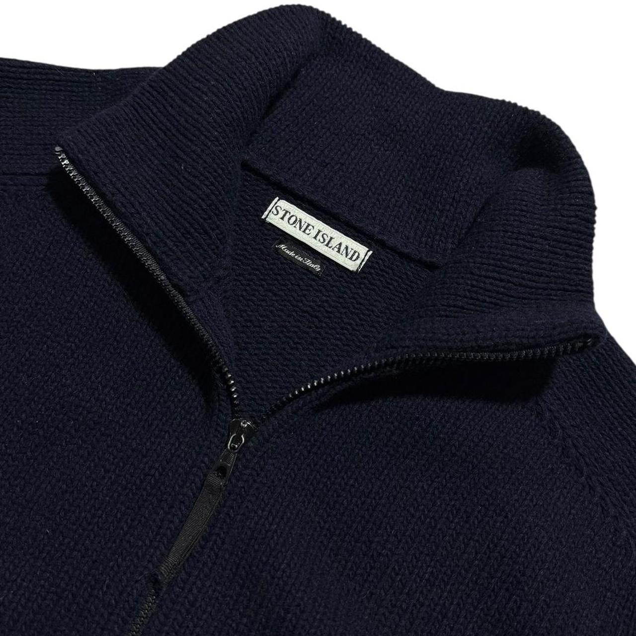 Stone Island 90's Heavy Knit Full Zip | Large, Navy