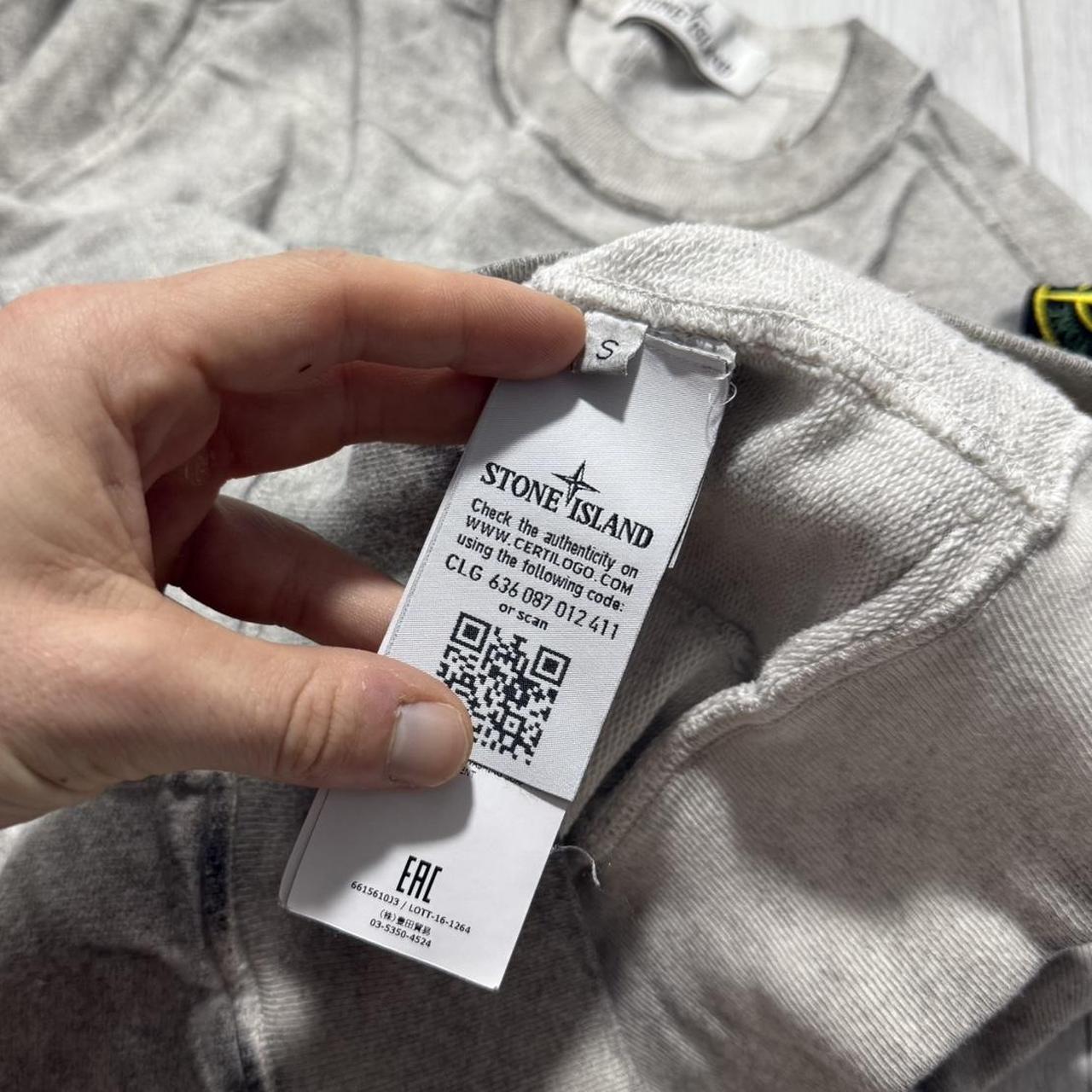 Stone Island Dust Treatment Grid Crewneck | Small, Grey