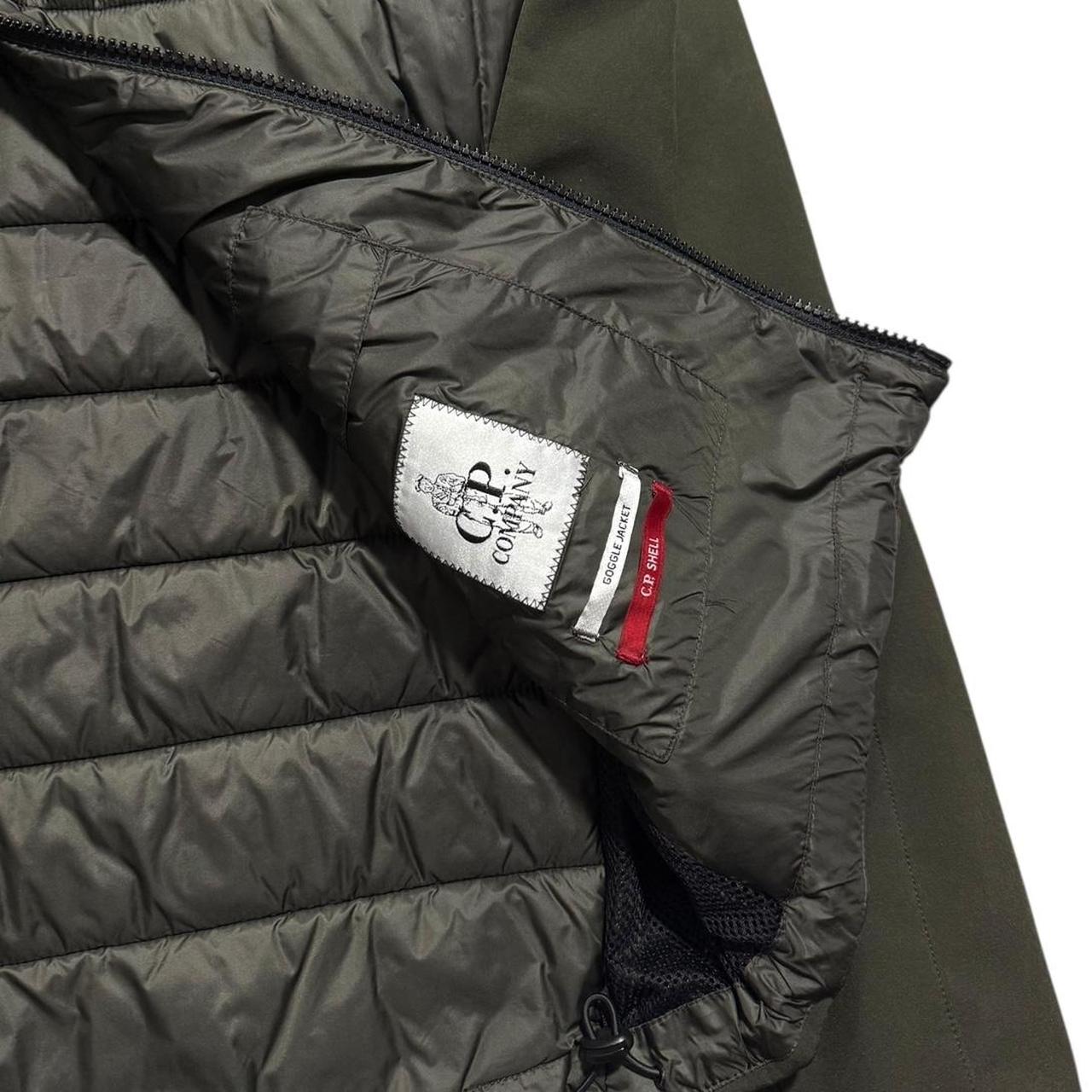 CP Company Soft Shell Down Goggle Jacket | Medium, Olive Green