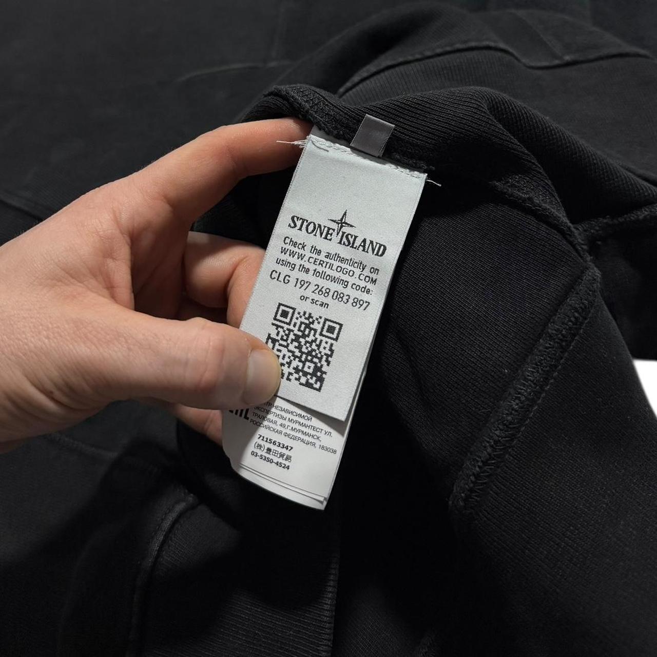 Stone Island Compass Fleece Pullover Crewneck | Large, Black