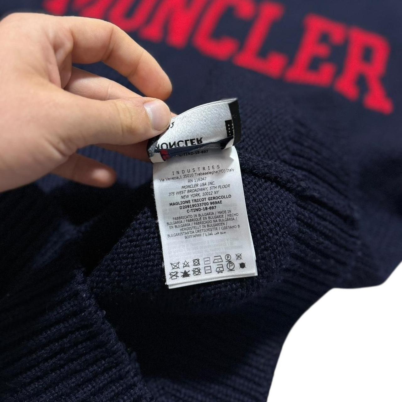 Moncler Navy Wool Knit Pullover | Large, Navy