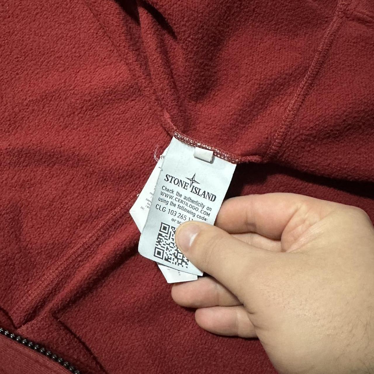 Stone Island Red Zip Hoodie | Large, Red