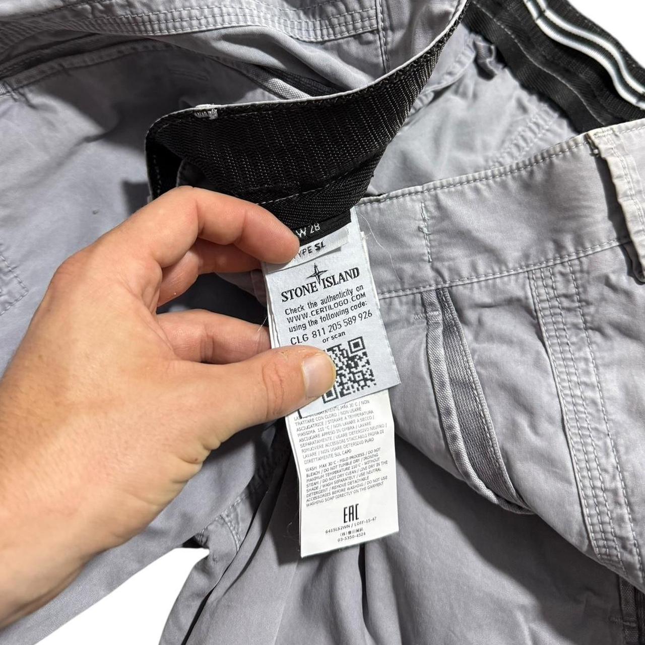 Stone Island Canvas Cargo Shorts | W28, Light Grey