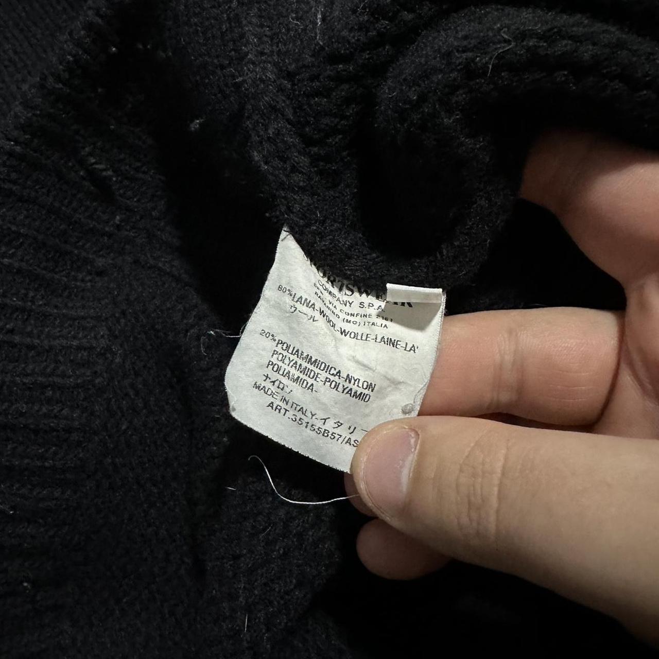 Stone Island Black Wool Arm Compass Sweater | Large, Black