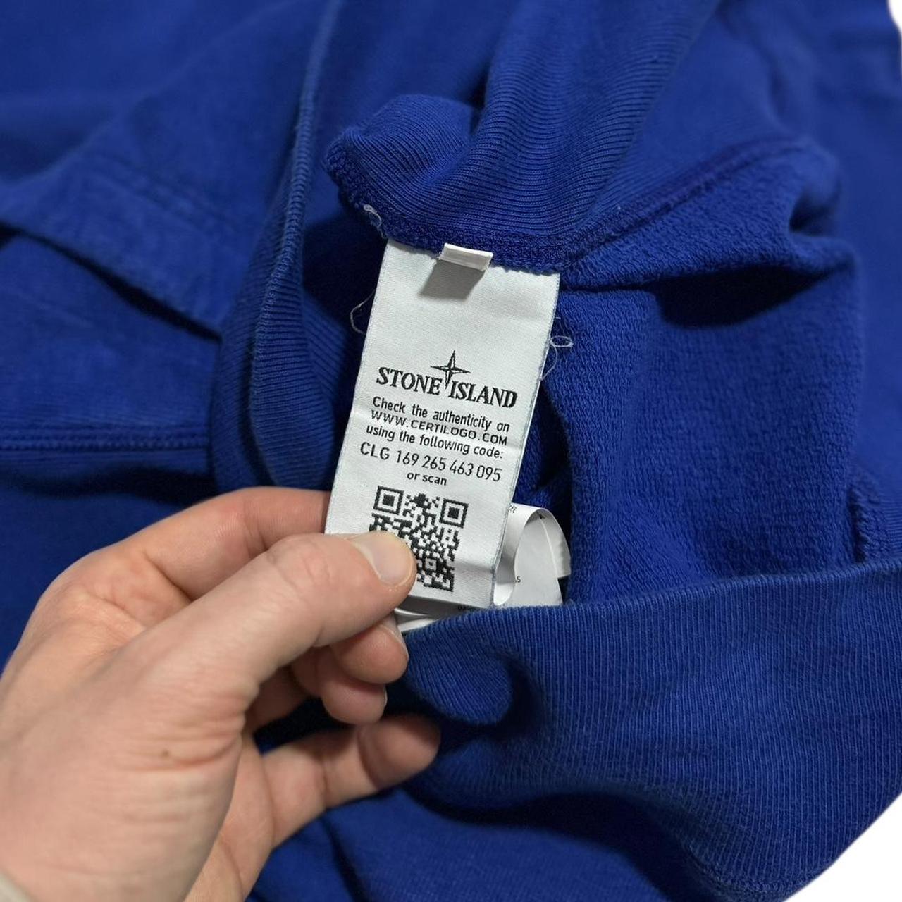 Stone Island Blue Pullover Hoodie | Medium, Blue