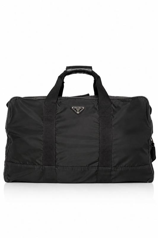 Prada Tessuto Nylon Leather Strap Detailed Duffle Bag | O/S, Black