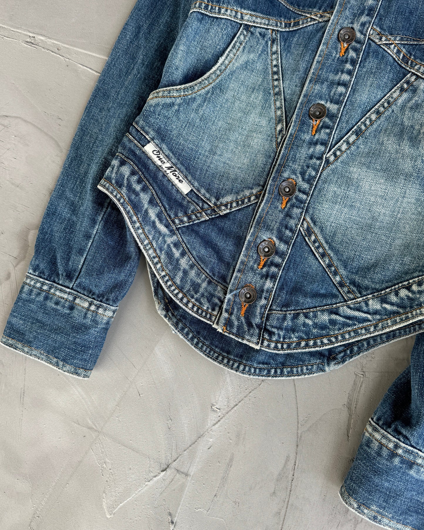 2000'S LACE UP CORSET BACK DENIM JACKET - XS