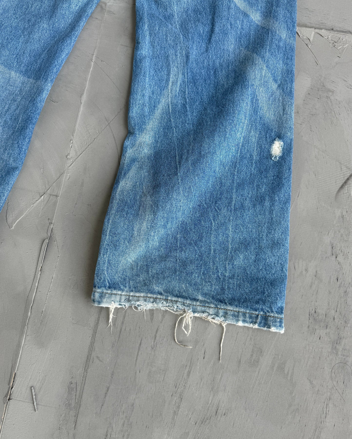 SIMPLE PROJECT WASHED DISTRESSED WIDE LEG BLUE JEANS - W32" | Medium, Blue