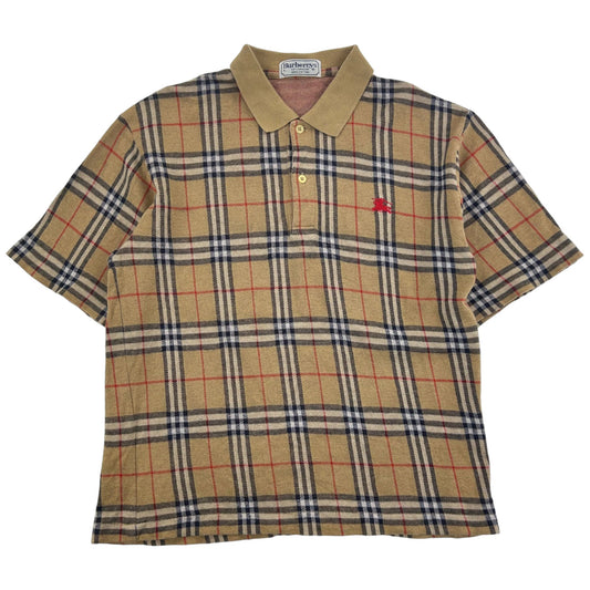 Vintage Burberry Check Polo Shirt Size L