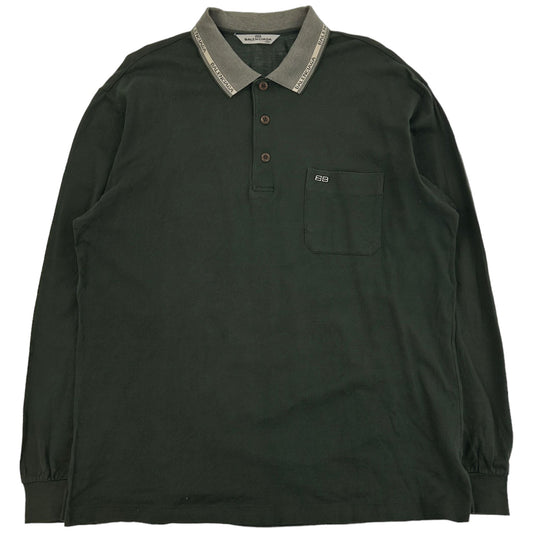 Vintage Balenciaga Logo Long Sleeve Polo Shirt Size M