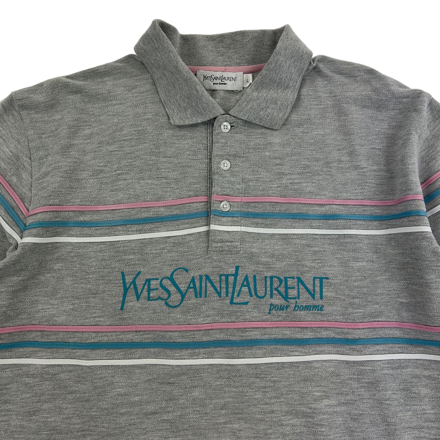 Vintage Yves Saint Laurent Striped Polo Shirt Size M