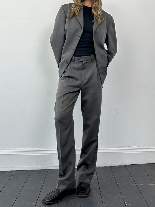 Vintage Herringbone Single Breasted Suit - 38R/W32