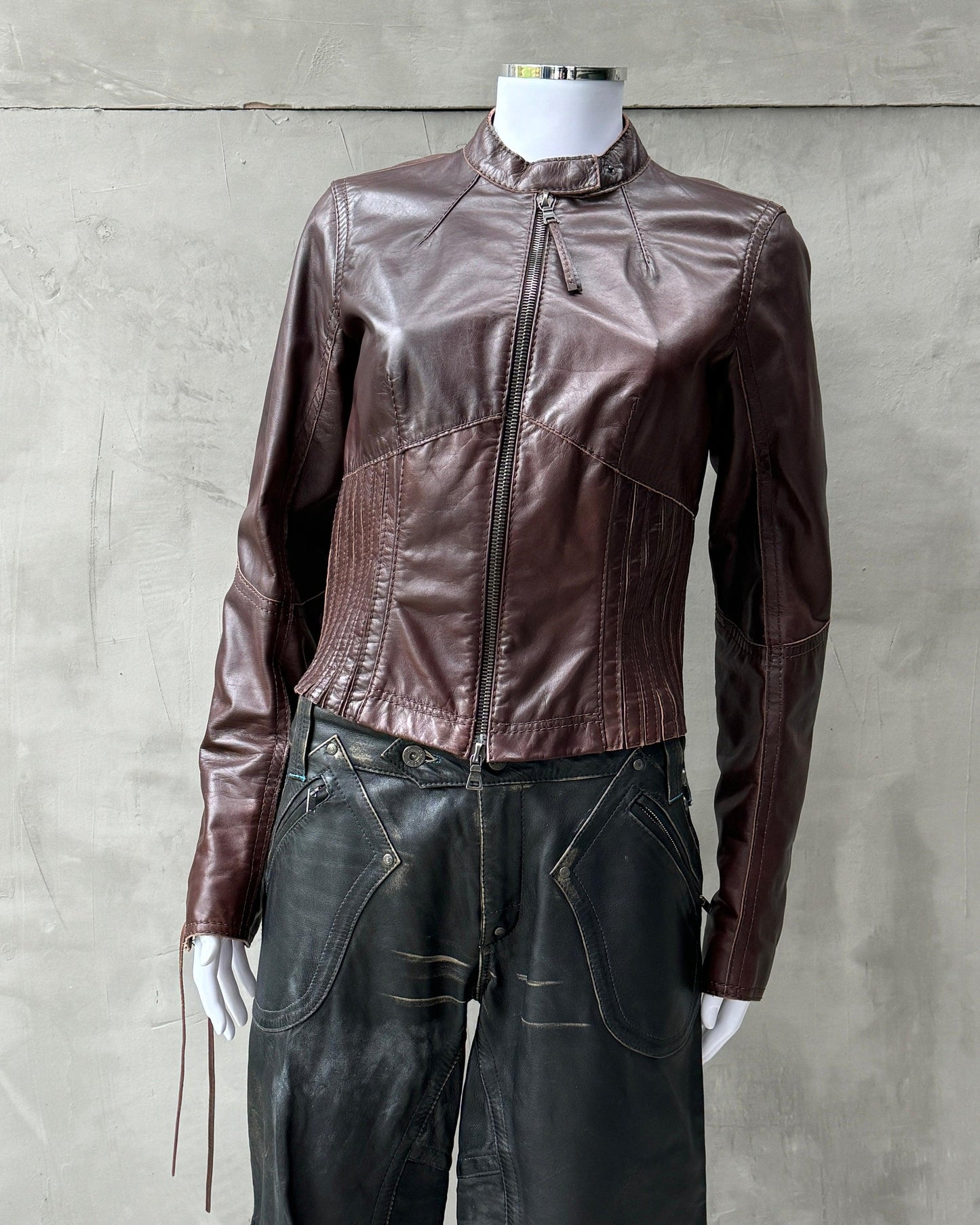 PRADA SPORT 2000'S LEATHER LACE UP CORSET JACKET - M - Known Source
