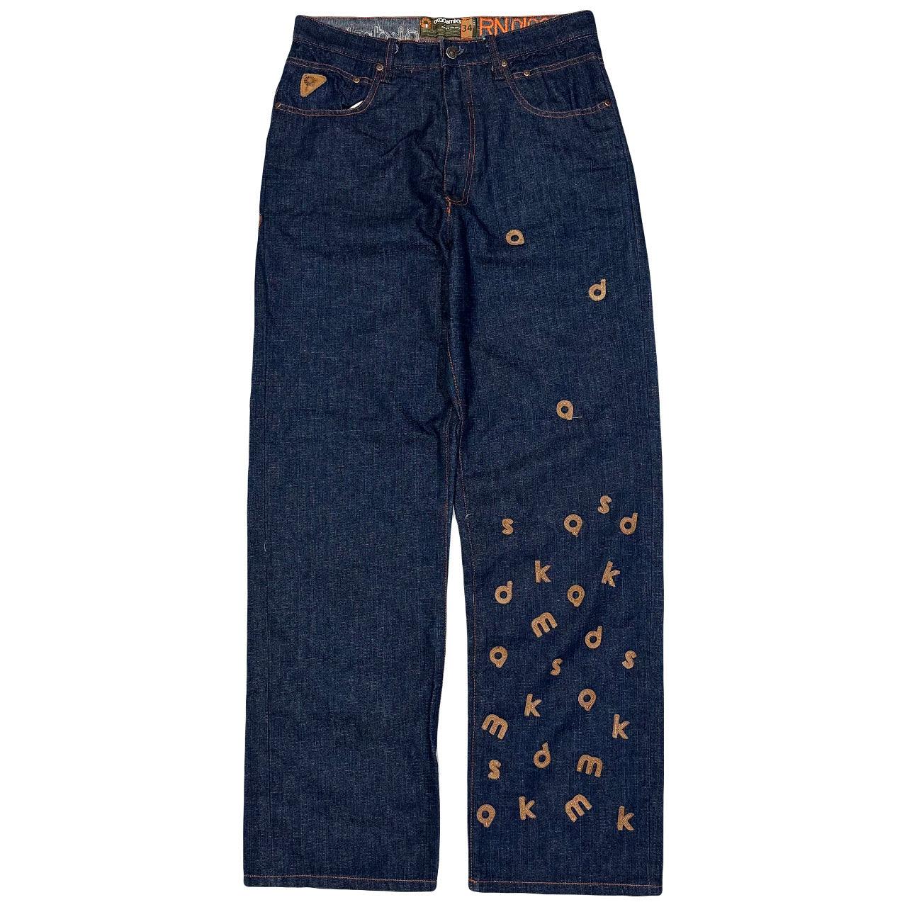 Akademiks Spellout Embroidered Letter Jeans ( W34 ) - Known Source