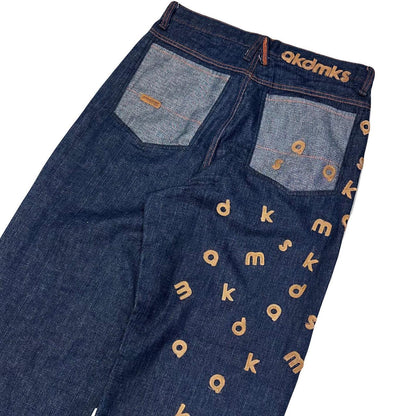Akademiks Spellout Embroidered Letter Jeans ( W34 ) - Known Source
