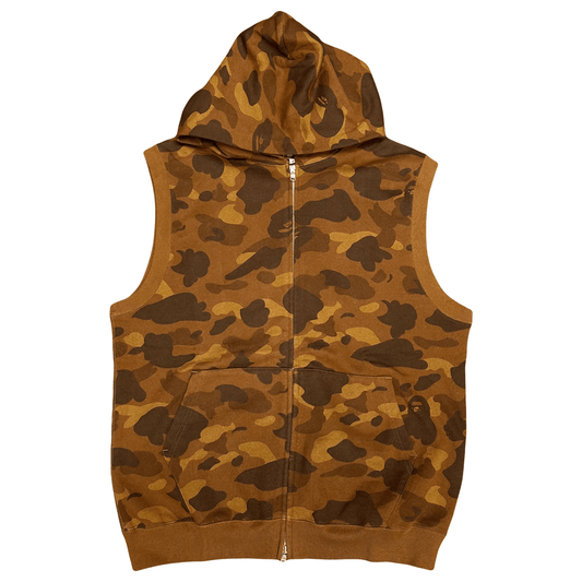 Bape Monogram Camo Hooded Gilet In Brown ( M ) - Known Source