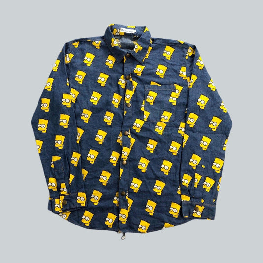 BART SIMPSON SNAP BUTTON LONGSLEEVE SHIRT SIZE S - Known Source